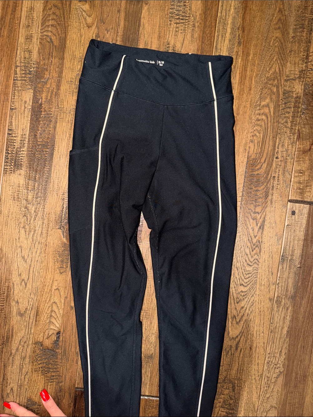 abercrombie kids Black Leggings with Cream Contrast Piping